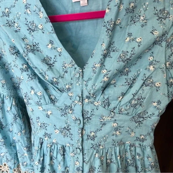 Anthropologie / A Collective Story Embroidered Balloon Sleeve Eyelet Dress XS - Picture 7 of 14